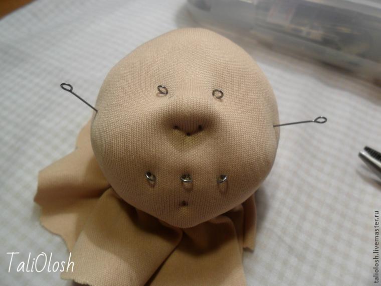 Как делать утяжку лица текстильной куклы